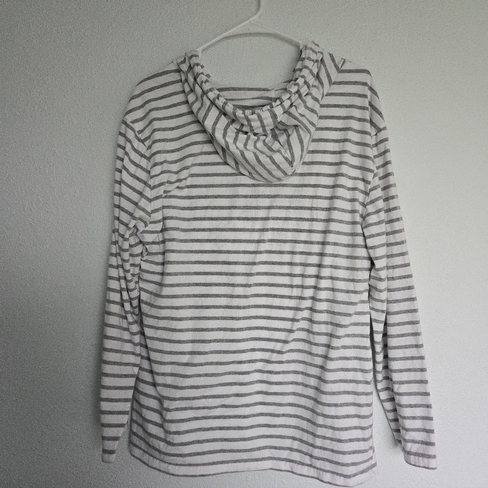 Striped Long Sleeve Top Maternity Breastfeeding - Gray and White - Picture 5 of 6
